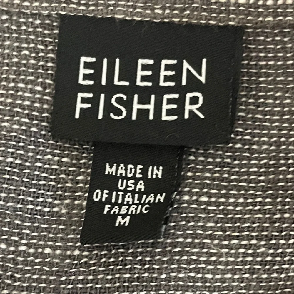 Eileen Fisher Button Front Blouse Medium Linen Blend Business Casual Relaxed Fit - Picture 6 of 10